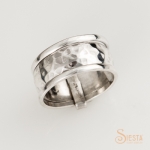 Sterling Silver Banded Hammered Spinner Ring